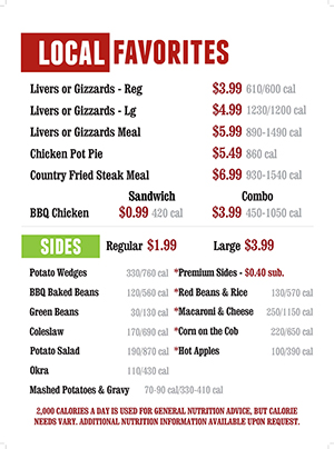 Lee's Chicken Menu: Favorties